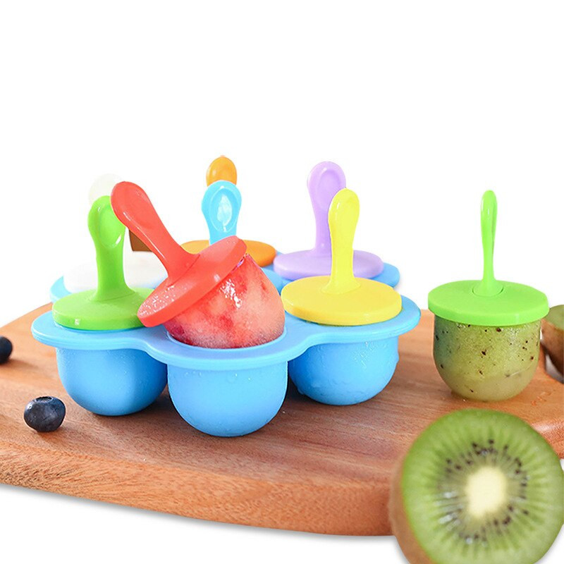 7 otvorov Silikónová forma na zmrzlinu v potravinárskej kvalite, forma na detskú zmrzlinu, tácka na ľad, výrobník ľadu na nanuky, opakovane použiteľná forma na nanuky, príslušenstvo na ovocné kokteily