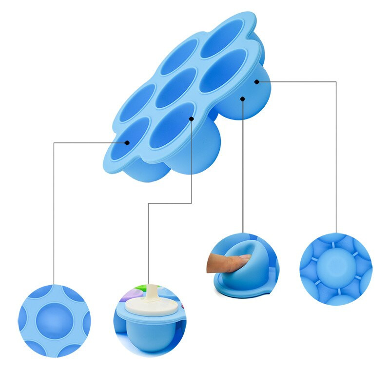 7 otvorov Silikónová forma na zmrzlinu v potravinárskej kvalite, forma na detskú zmrzlinu, tácka na ľad, výrobník ľadu na nanuky, opakovane použiteľná forma na nanuky, príslušenstvo na ovocné kokteily