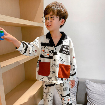 Нов модел детска пижама с джобове за момчета -две части