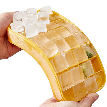 28 Решетка за съхранение Запечатана пластмасова PP тава за лед Кутия Куб с капак 32 Решетка Силиконов производител на кубчета лед Контейнер за лед Хладилник Инструменти
