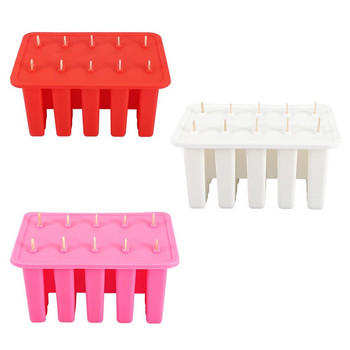 10-клетъчна силикагелова домашна силиконова форма за сладолед с 50 пръчици Модни кухненски инструменти „направи си сам“