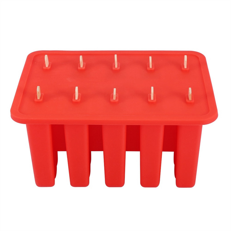 10 buniek silikagél domácej silikónovej formy na zmrzlinu potravinárskej kvality s 50 tyčinkami módne DIY kuchynské náradie