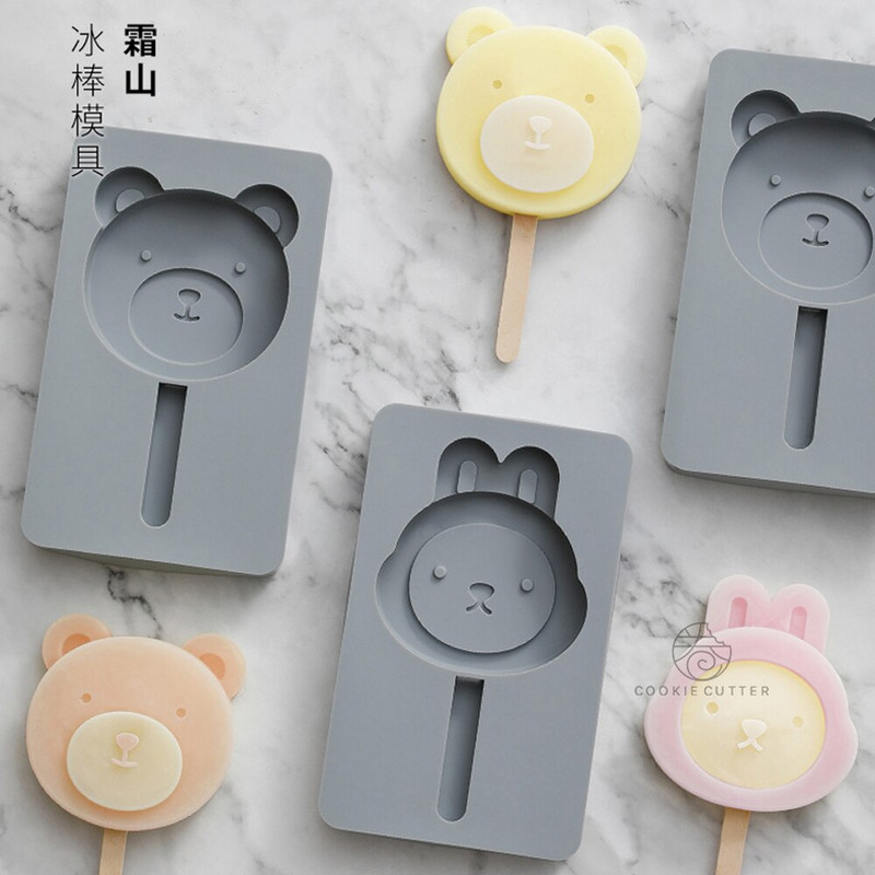 1vnt silikoninės formelės ledų šokolado formelės meškiukas triušis gyvūnėlis formos virtuvės pasidaryk pats naminis šaldiklis popsicle kepimo priedai