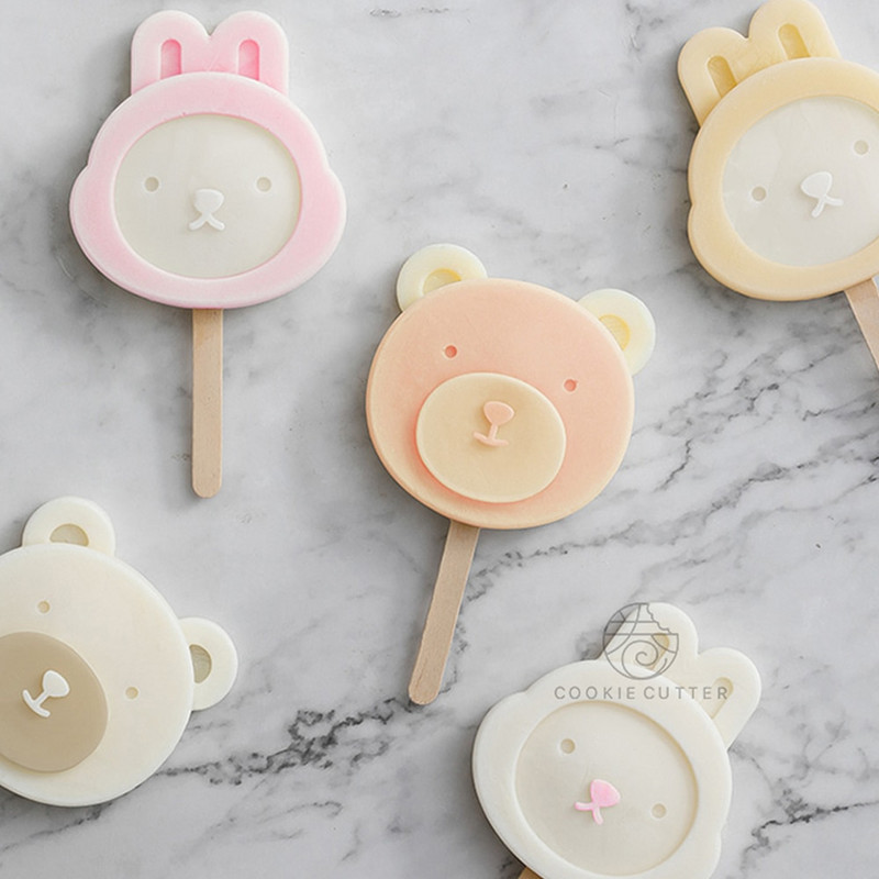 1vnt silikoninės formelės ledų šokolado formelės meškiukas triušis gyvūnėlis formos virtuvės pasidaryk pats naminis šaldiklis popsicle kepimo priedai