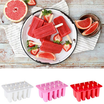 10 Cell Dessert Ice Cream Mold 10 Cell Popsicle Mold Ice Tray Puck Popsicle Mold Ice Cream 10 със силиконова форма Високо качество