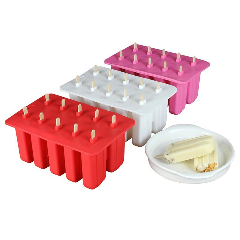 10-bunková forma na dezertnú zmrzlinu, 10-bunková forma na nanuk, miska na ľad, forma na nanuk, zmrzlina 10 so silikónovou formou, vysoká kvalita