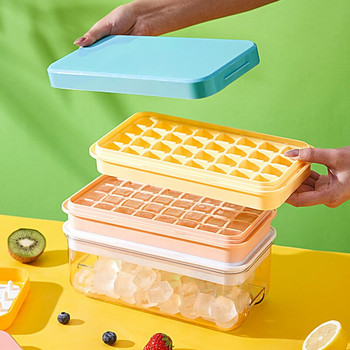 32 Grid Ice Cube Mould Maker Box with Kap DIY Τετράγωνος δίσκος Mold Desserts Gadgets Εργαλεία για κουζινικά σκεύη Αξεσουάρ