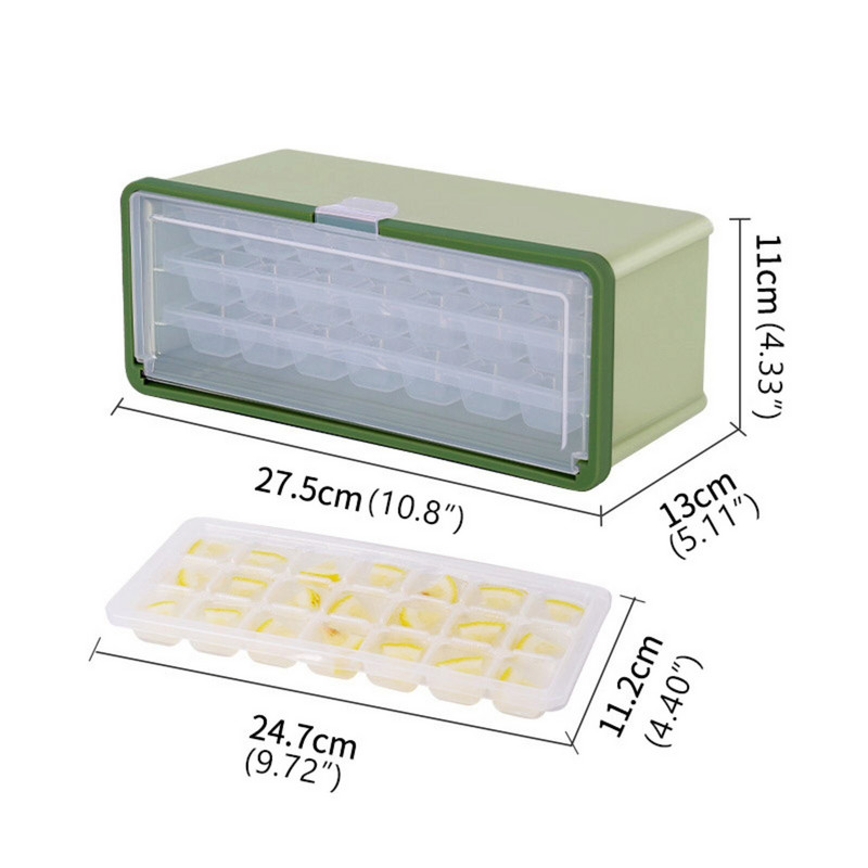 Ledo kubelių padėklas su dangčiu ir dėžute Silikono ledo padėklas šaldikliui tiekiamas su ledo indo kaušeliu ir dangteliu gero dydžio ledo kibiras