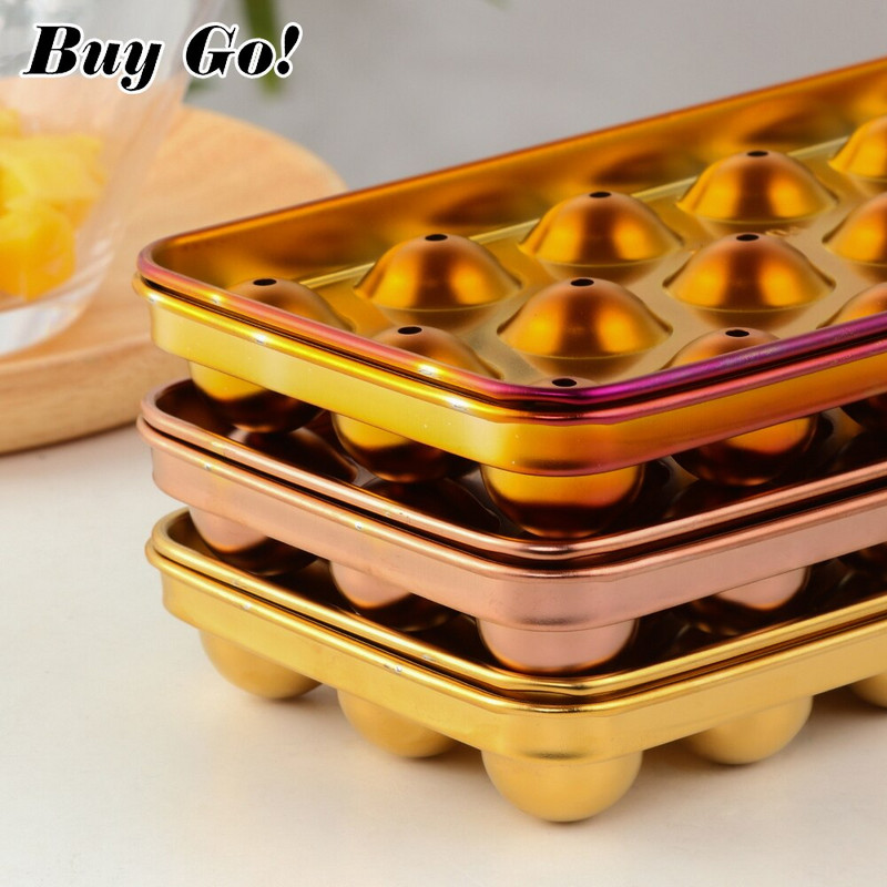 Kreatívne nerezové tácky na výrobu ľadových kociek s viečkami na mrazenie studených nápojov, whisky, koktailov, kuchyne, domácej párty, formy na ľad