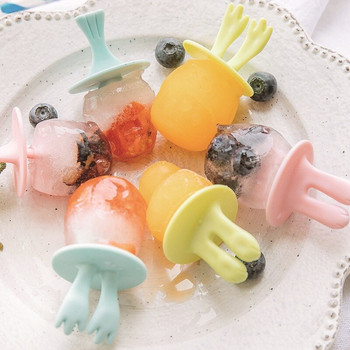 Бебе Направи си сам Creative Popsicle Mold Силиконова тава за лед Форма за сладолед Детско животно Триизмерна форма за ледени кубчета Popsicle