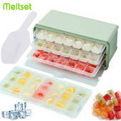 Štvorcová forma na ľad s úložnou krabicou, lopatka, 2 v 1 miska na ľad s úložnou krabicou s vekom, kuchynské príslušenstvo