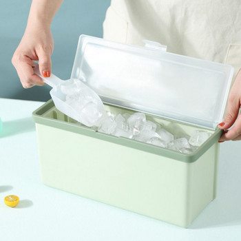 Квадратна форма за кубчета лед с кутия за съхранение Лопата Тава за кубчета лед 2 в 1 Контейнер за съхранение Кутия с капак Кухненски аксесоари