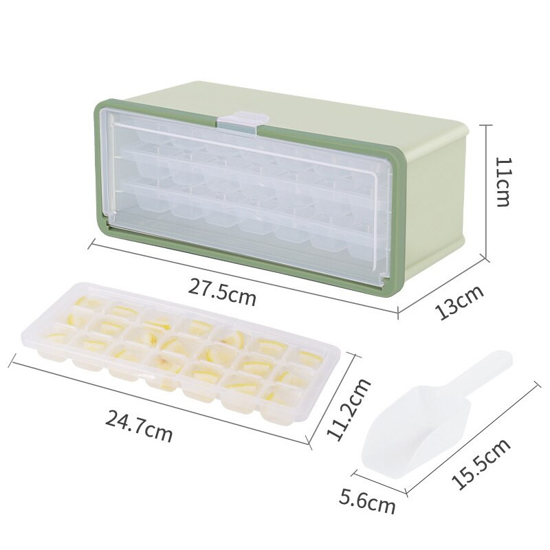 Štvorcová forma na ľad s úložnou krabicou, lopatka, 2 v 1 miska na ľad s úložnou krabicou s vekom, kuchynské príslušenstvo
