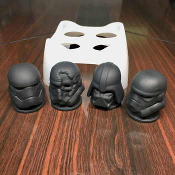 1 τμχ Σετ 4 τεμαχίων Black Warrior Ant Man Helmet Assault Ice Cube Silicone Ice Artifact Christmas Diy Ice Cream Καλούπι σιλικόνης