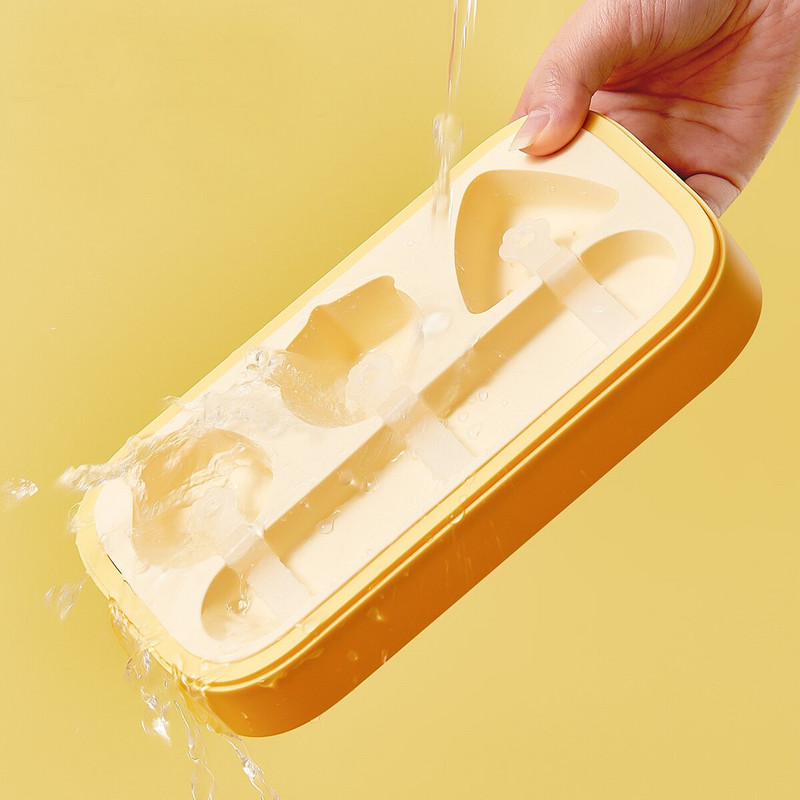 Silikónová forma na nanuk v tvare ovocia s viečkom, potravinárskej kvality, formy na zmrzlinu, kuchynský mrazák, tácka na ľad