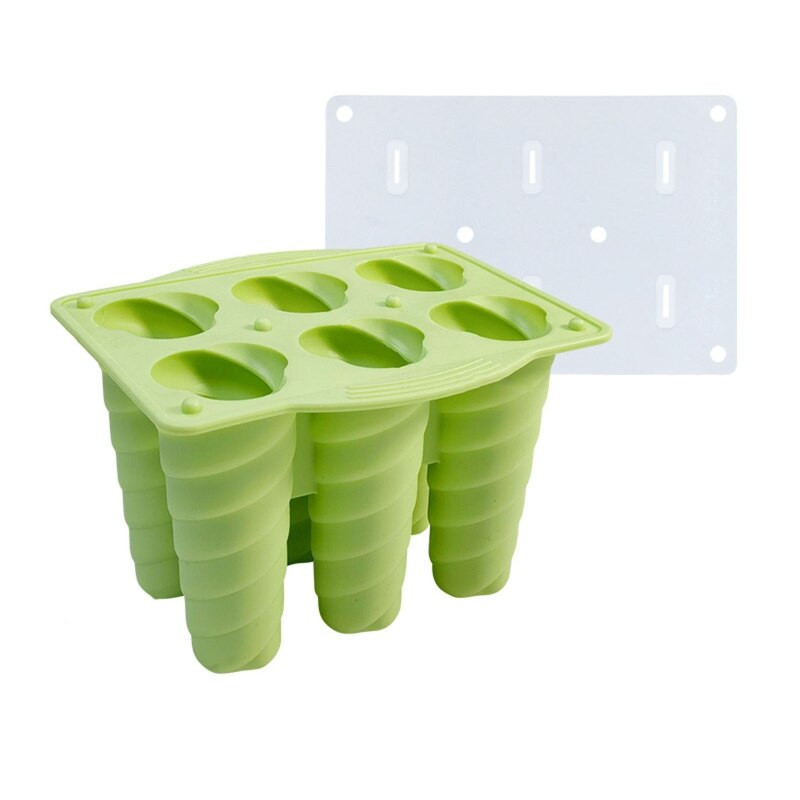 Silikoninė ledų forma su dangteliu „Pasidaryk pats“ ledų formavimo formelė, daugkartinio naudojimo popsicles formų gamyba virtuvės rankų darbo įtaisas E7CB