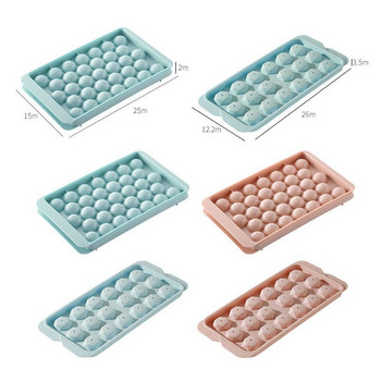 18-33 Grid 3D Round Balls Ice Cube Maker Molds Plastic Tray Home Bar Party with Cover DIY Molds Whisky Cocktail Drink