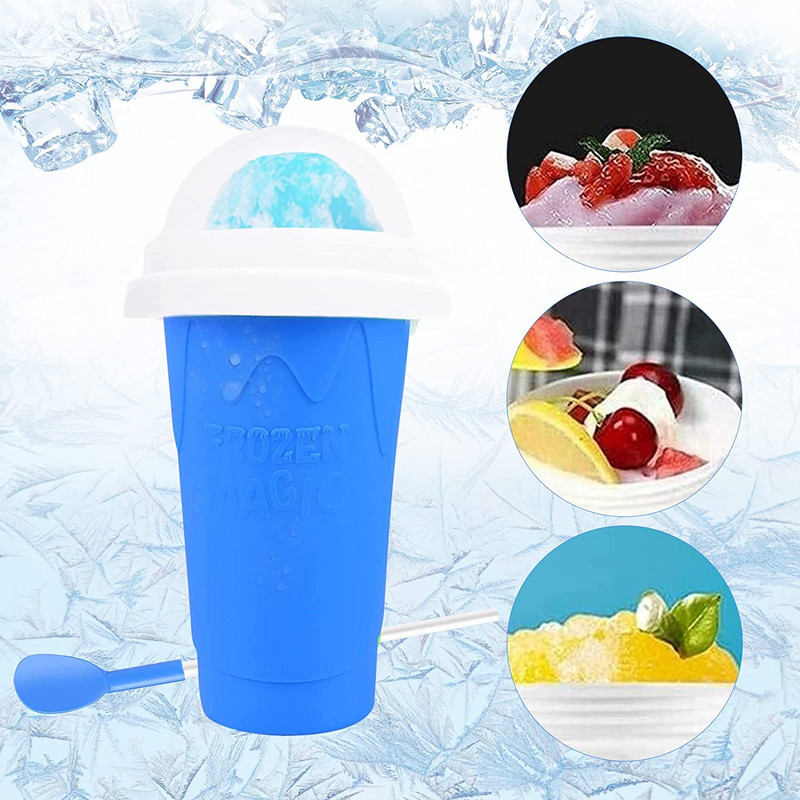 Silikónový rýchlomrazený výrobník zmrzliny, stláčací pohár, DIY silikónový dvojvrstvový smoothies, pohár na výrobu ľadovej zmrzliny pre deti a rodinu