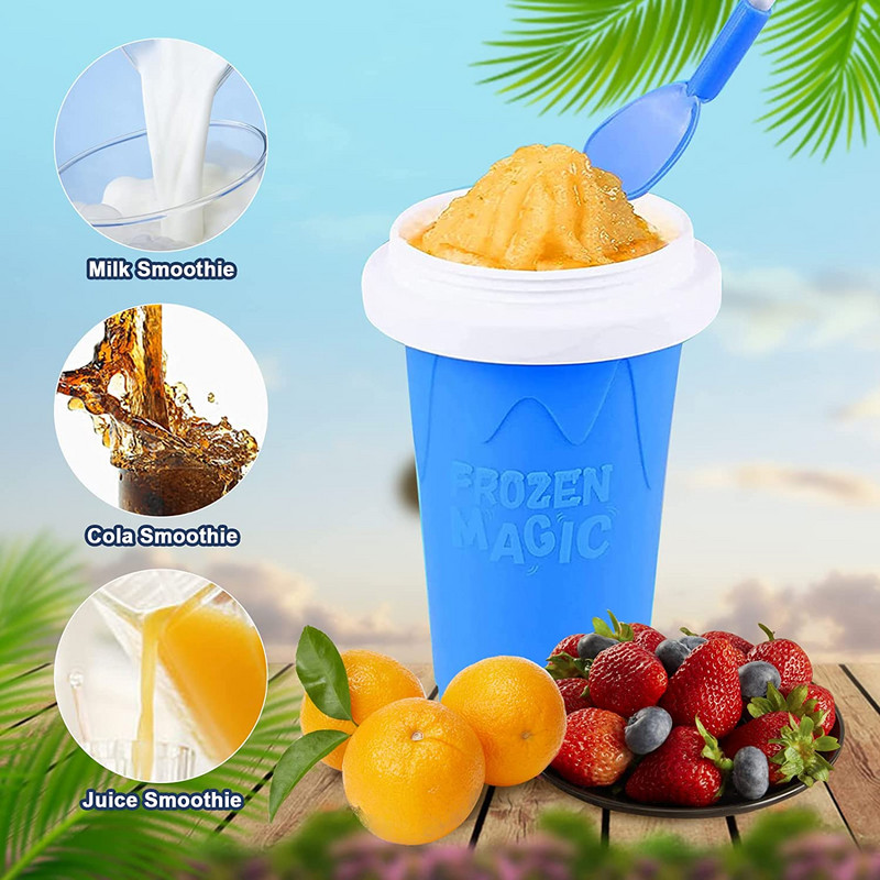 Silikónový rýchlomrazený výrobník zmrzliny, stláčací pohár, DIY silikónový dvojvrstvový smoothies, pohár na výrobu ľadovej zmrzliny pre deti a rodinu