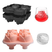 SHENHONG Summer 4 rešetke Silicone Rose Ice Cube Set poslužavnika za čokoladu Kalup za sladoled Whisky Bar Hladna pića Kuhinjski alati