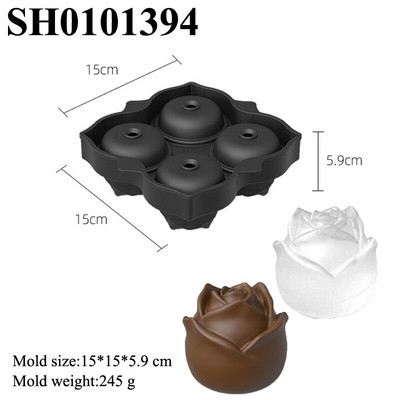SHENHONG Summer 4 rešetke Silicone Rose Ice Cube Set poslužavnika za čokoladu Kalup za sladoled Whisky Bar Hladna pića Kuhinjski alati