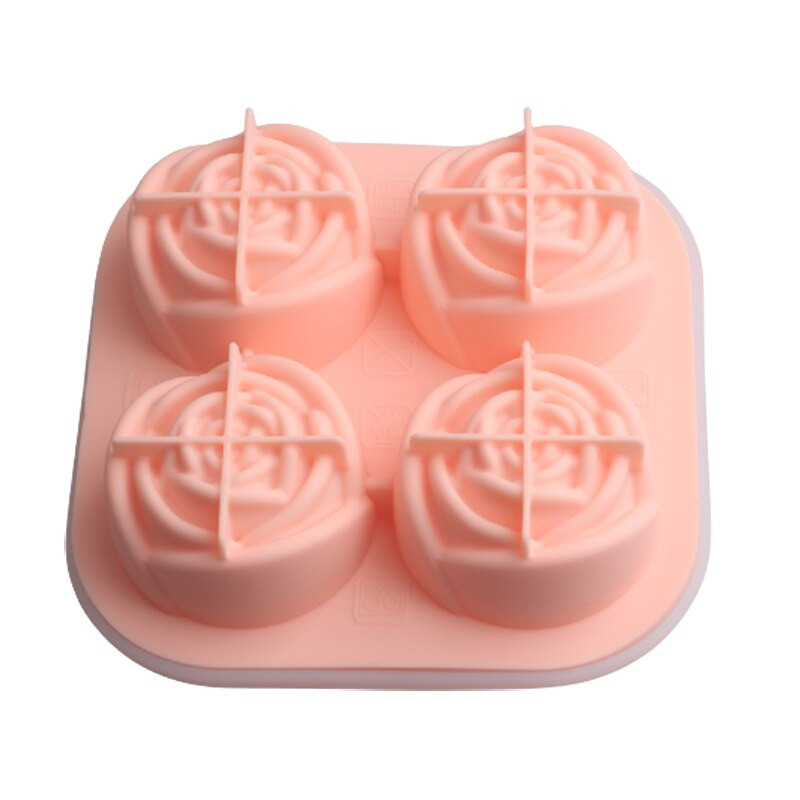 SHENHONG Letné 4 mriežky Silikónová sada tácok na ľad s ružami Forma na čokoládu Forma na zmrzlinu Whisky Bar Studený nápoj Kuchynské náradie