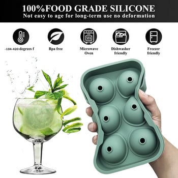 Голям размер 6 Cell Ice Ball Mold Силиконова форма за ледени кубчета Whiskey Ice Ball Maker 6 Silicone Molds Maker For Party Bar ледена форма