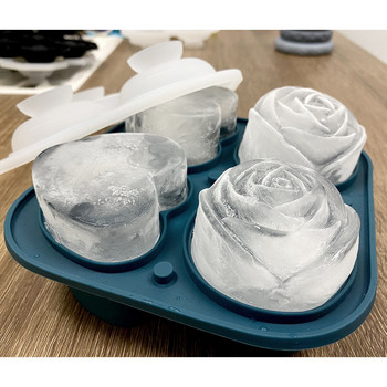 Σιλικόνη φόρμα πάγου σε σχήμα τριαντάφυλλου για ουίσκι Μεγάλη θήκη πάγου με καπάκι 2022 Κουζίνα Σπίτι Cool Summer Gadget
