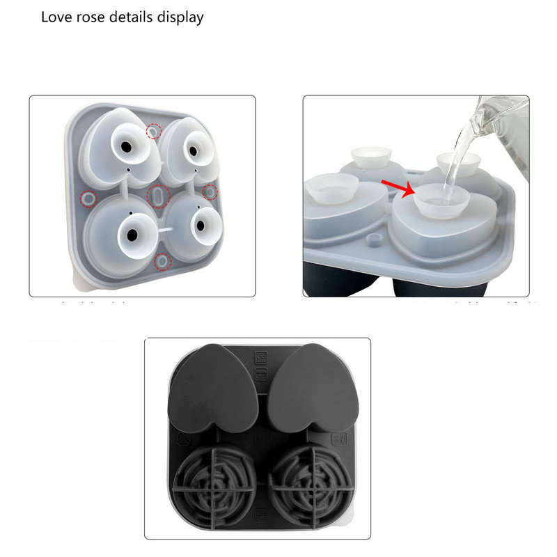 Silikónová forma na ľad v tvare srdca a ruže na whisky, veľká miska na ľad s vekom, 2022, kuchyňa, domáce potreby, letné doplnky