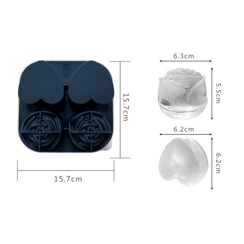 Silikónová forma na ľad v tvare srdca a ruže na whisky, veľká miska na ľad s vekom, 2022, kuchyňa, domáce potreby, letné doplnky