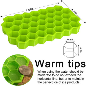 37-клетъчни тави за кубчета лед с пчелна пита Силиконова форма за многократна употреба Ледогенератор с подвижни капаци, подходящи за кухненски аксесоари