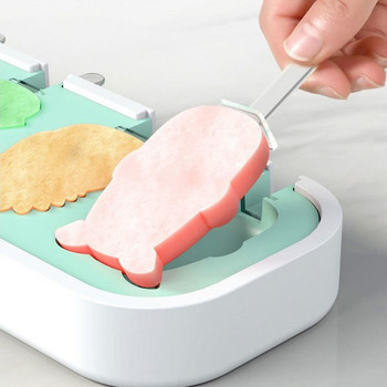 Сладки силиконови форми за сладолед Машина за лед на кубчета с капак Голям капацитет Домашна форма за сладолед Тава Кухненски джаджи Аксесоари