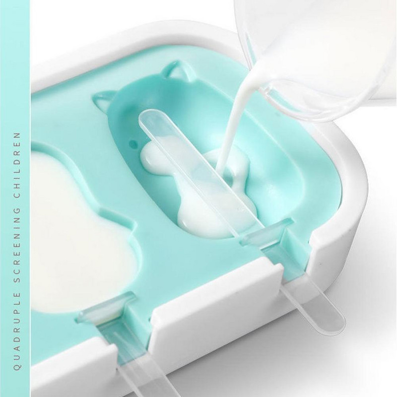 Roztomilé silikónové formy na zmrzlinu, výrobník ľadových kociek s krytom, veľkokapacitná domáca forma na zmrzlinu, kuchynské pomôcky, príslušenstvo