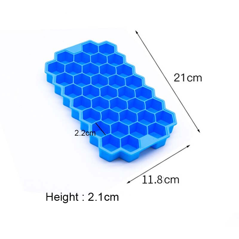 Silikónová voštinová kocka ľadu 37 buniek, forma na ľad, opakovane použiteľná forma na ľad, kocka ľadu s krytom na whisky, koktail, forma na výrobu DIY, bez BPA