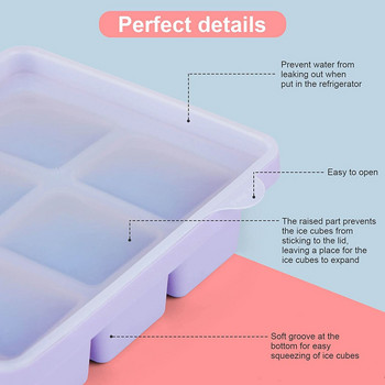 3 бр формички за кубчета лед Силиконова форма за кубчета лед за многократна употреба Ледогенератор без BPA с подвижни капаци Кухненски инструменти Аксесоари Форма за лед