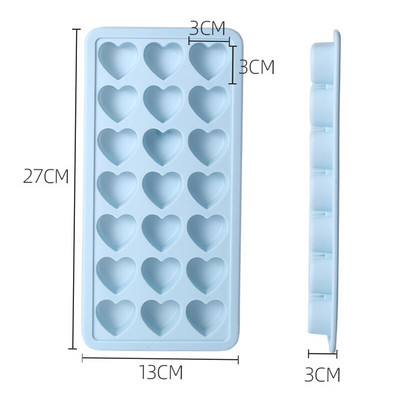21 mriežok, silikónová forma v tvare srdca, miska na ľad, silikónová forma na čokoládu, domáca ľadová plastová krabička na ľad, sušienky, pečenie, dekorácia torty