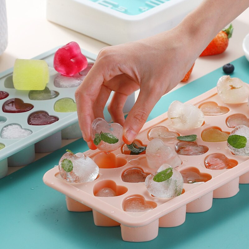 21 mriežok, silikónová forma v tvare srdca, miska na ľad, silikónová forma na čokoládu, domáca ľadová plastová krabička na ľad, sušienky, pečenie, dekorácia torty