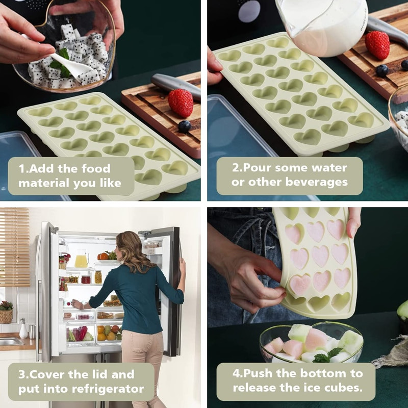 21 mriežok, silikónová forma v tvare srdca, miska na ľad, silikónová forma na čokoládu, domáca ľadová plastová krabička na ľad, sušienky, pečenie, dekorácia torty