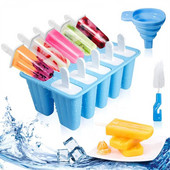 Kreatívna silikónová sada foriem na zmrzlinu, opakovane použiteľná DIY forma na nanuk 4/6/10/12 mriežok, krabica na zmrzlinu, kuchynské príslušenstvo