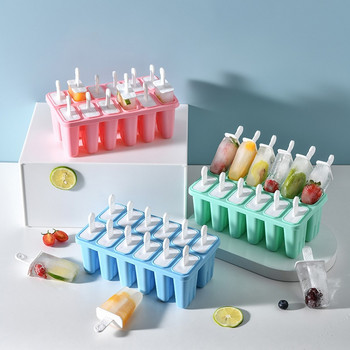 Creative Silicone Mould Mod Set Reusable DIY Popsicle Mold 4/6/10/12 Grids Ice Cream Popsicle Box Αξεσουάρ κουζίνας