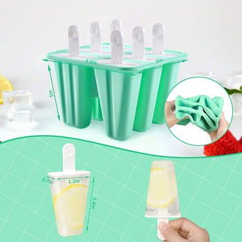 Креативен комплект силиконова форма за сладолед Направи си сам форма за сладолед за многократна употреба 4/6/10/12 Решетки Кутия за сладолед за сладолед Кухненски аксесоари
