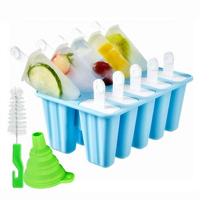 Kreatívna silikónová sada foriem na zmrzlinu, opakovane použiteľná DIY forma na nanuk 4/6/10/12 mriežok, krabica na zmrzlinu, kuchynské príslušenstvo