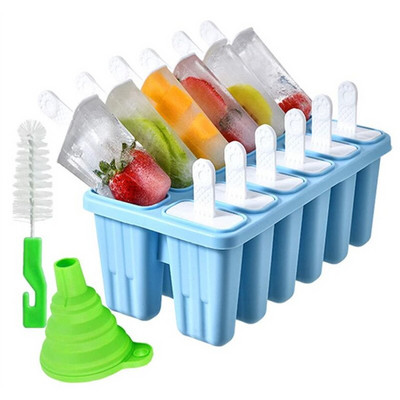 Kreatívna silikónová sada foriem na zmrzlinu, opakovane použiteľná DIY forma na nanuk 4/6/10/12 mriežok, krabica na zmrzlinu, kuchynské príslušenstvo