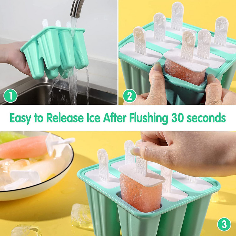 Kreatívna silikónová sada foriem na zmrzlinu, opakovane použiteľná DIY forma na nanuk 4/6/10/12 mriežok, krabica na zmrzlinu, kuchynské príslušenstvo