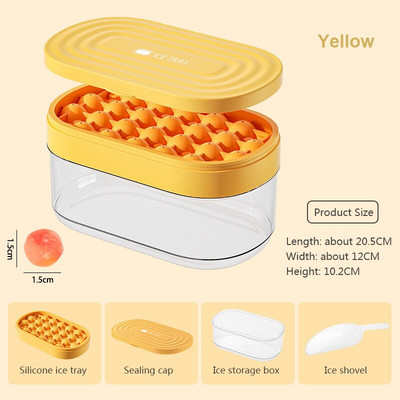 Nový okrúhly výrobník ľadu pre domácnosť s úložným boxom, silikónová miska na ľad, lopatka na ľad, potravinárska mriežka na výrobu ľadu, forma na výrobu kuchynského gadgetu