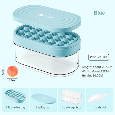 Nový okrúhly výrobník ľadu pre domácnosť s úložným boxom, silikónová miska na ľad, lopatka na ľad, potravinárska mriežka na výrobu ľadu, forma na výrobu kuchynského gadgetu