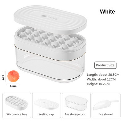 Nový okrúhly výrobník ľadu pre domácnosť s úložným boxom, silikónová miska na ľad, lopatka na ľad, potravinárska mriežka na výrobu ľadu, forma na výrobu kuchynského gadgetu