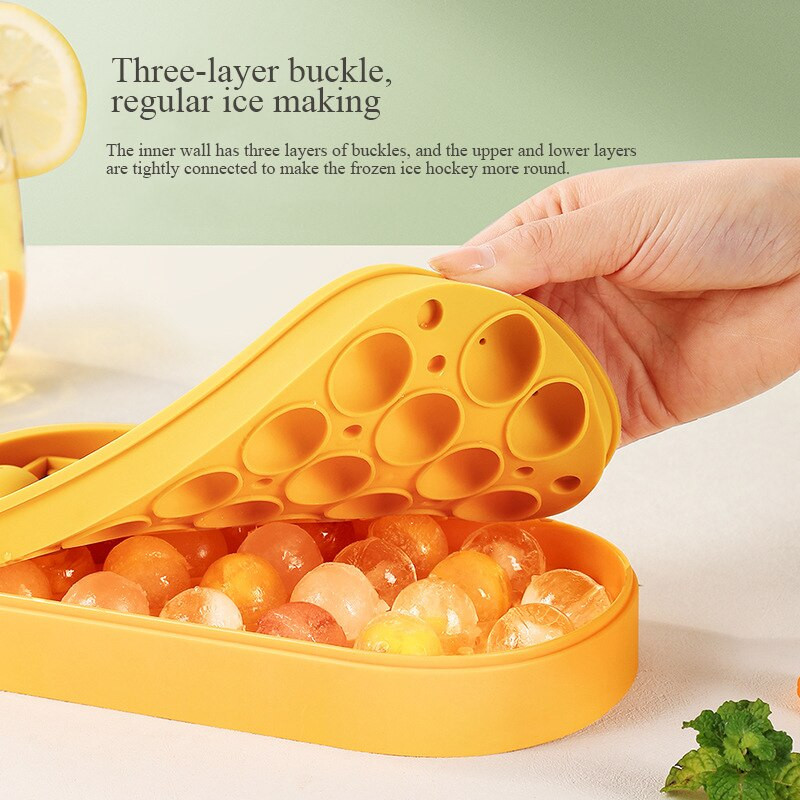 Nový okrúhly výrobník ľadu pre domácnosť s úložným boxom, silikónová miska na ľad, lopatka na ľad, potravinárska mriežka na výrobu ľadu, forma na výrobu kuchynského gadgetu