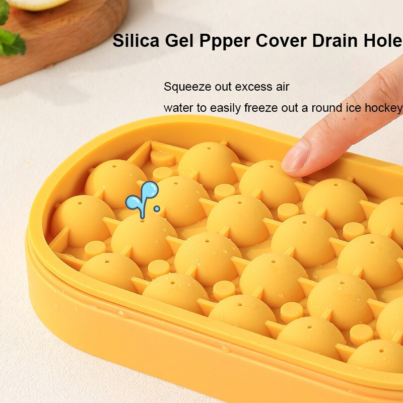 Nový okrúhly výrobník ľadu pre domácnosť s úložným boxom, silikónová miska na ľad, lopatka na ľad, potravinárska mriežka na výrobu ľadu, forma na výrobu kuchynského gadgetu
