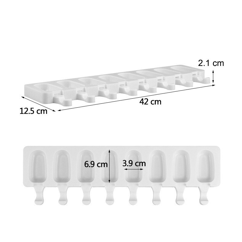 UPORS 4/8 Cavity Popsicle silikoninės formelės Daugkartinio naudojimo maistinės silikoninės ledų formelės BPA nemokamos ledų padėklai „pasidaryk pats“ virtuvės įrankiai